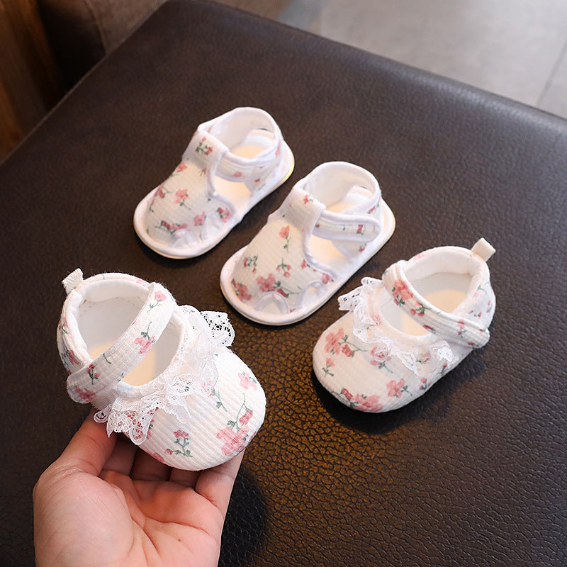 Summer Baby Lace Flower Sandals Newborn Breathable Soft Sole Shoes