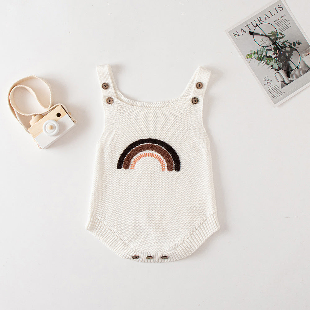 Summer Baby Girls Onesie Short Sleeves Cotton Embroidered Lace Romper with Ruffled Sleeveless