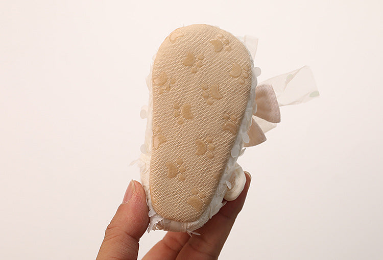 Baby Thin Cotton Flower Bow Princess Petal Shoes Anti Slip Soft Sole Baby Girls Walking Shoes