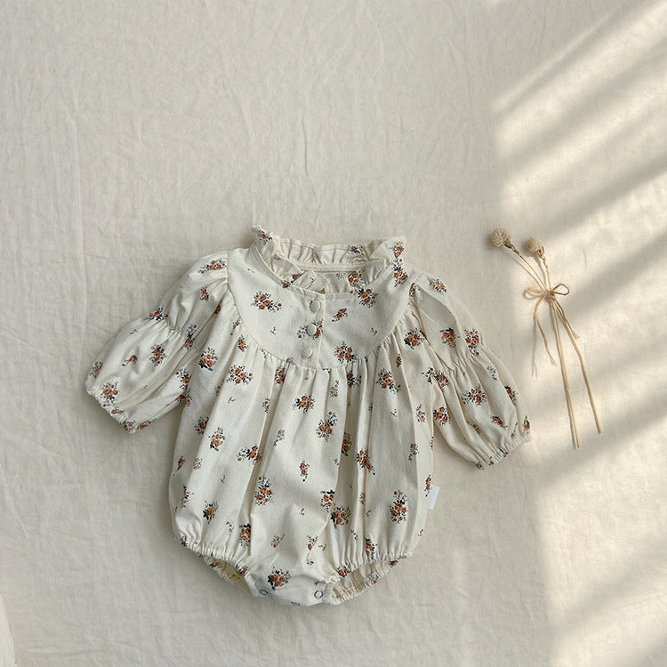 Romper with Ruffle Long Sleeve Bodysuit for Newborn Baby Girls