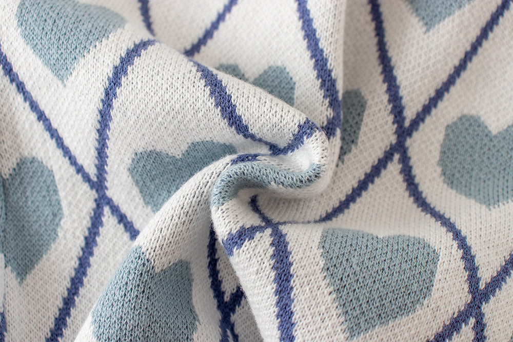 Newborn Baby Sweater Cardigan Toddlers Light Blue Knitted Romper