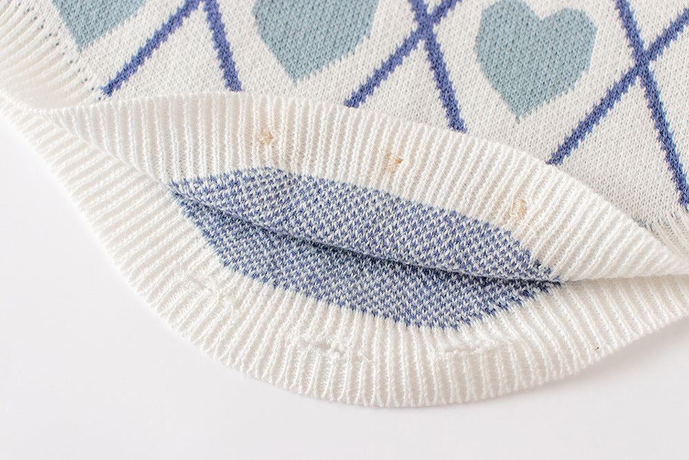 Newborn Baby Sweater Cardigan Toddlers Light Blue Knitted Romper