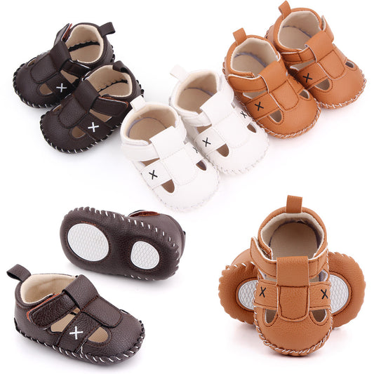 Newborn Baby PU Leather Sandals Summer Infant Baby Girl Boy Hollow Soft-Soled Anti-slip First Walkers Toddle Kid Shoes