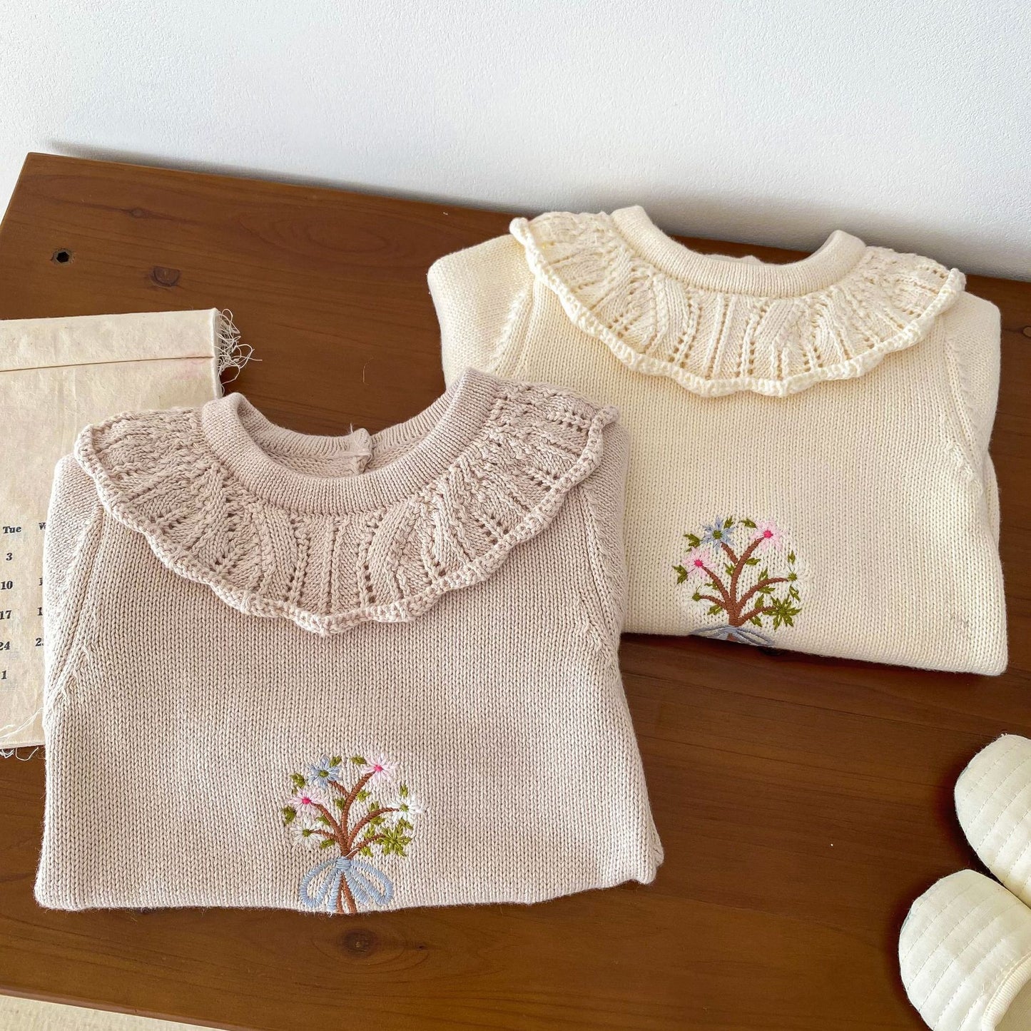 New Born Infant Toddler Long Sleeve Knitted Embroidered