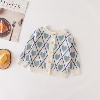 Newborn Baby Sweater Cardigan Toddlers Light Blue Knitted Romper