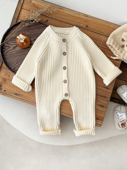 Long Sleeve Button Play suit Chest Pocket Infant Neutral Baby Jumpsuit