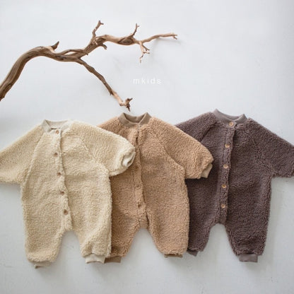 Fleece jumpsuit bear ear hat baby rompers warm clothing for newborns