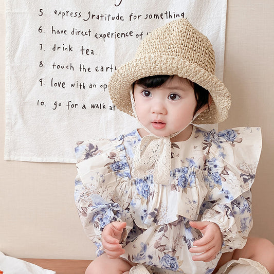 New Baby Flower Ruffle Long Sleeve Romper Infant Bodysuit