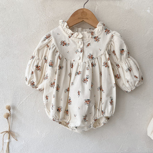 Romper with Ruffle Long Sleeve Bodysuit for Newborn Baby Girls