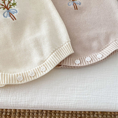 New Born Infant Toddler Long Sleeve Knitted Embroidered