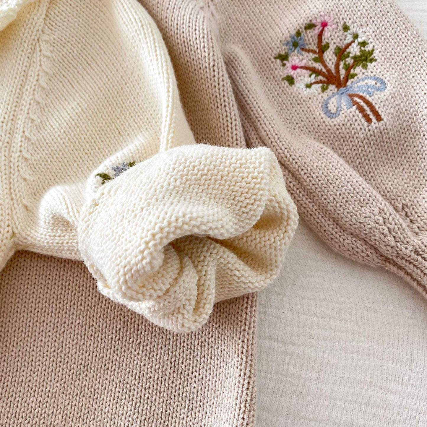 New Born Infant Toddler Long Sleeve Knitted Embroidered