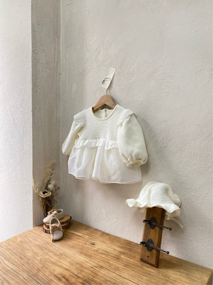 New Born Baby Girls Puff Short Sleeve Romper Jumpsuit Outfit