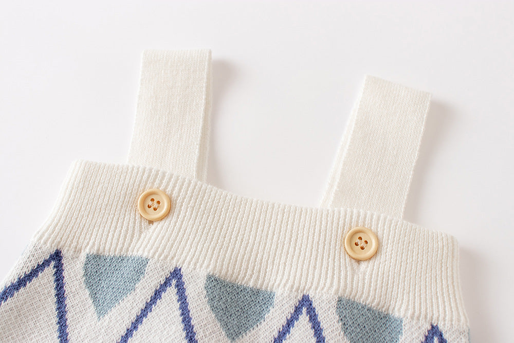 Newborn Baby Sweater Cardigan Toddlers Light Blue Knitted Romper