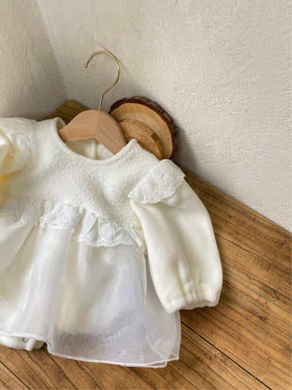 New Born Baby Girls Puff Short Sleeve Romper Jumpsuit Outfit