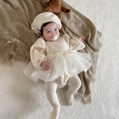 New Born Baby Girls Puff Short Sleeve Romper Jumpsuit Outfit