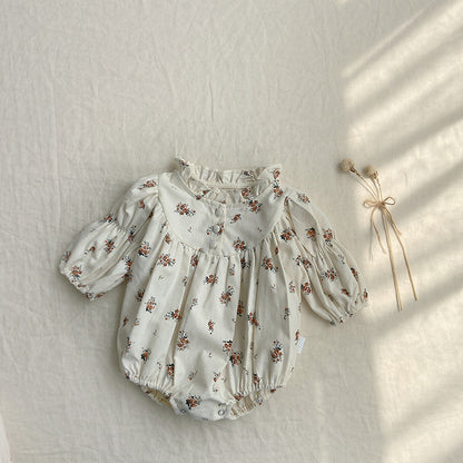 Romper with Ruffle Long Sleeve Bodysuit for Newborn Baby Girls