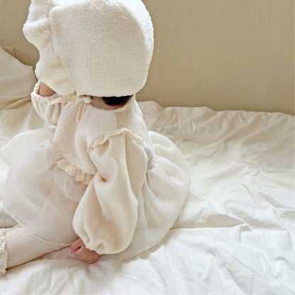 New Born Baby Girls Puff Short Sleeve Romper Jumpsuit Outfit