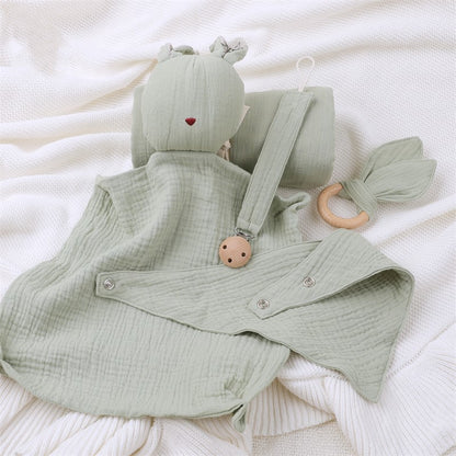 Newborn Baby Gift Box Set Animal Pattern Woven Muslin Swaddle Blanket Fiber Filled Bedding Set