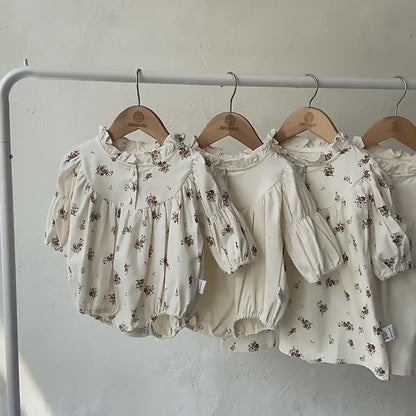 Romper with Ruffle Long Sleeve Bodysuit for Newborn Baby Girls